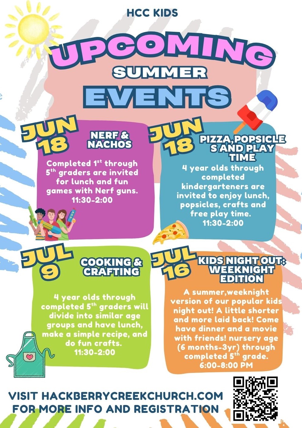 HCC Kids: Nerf & Nachos AND Pizza & Popcicles